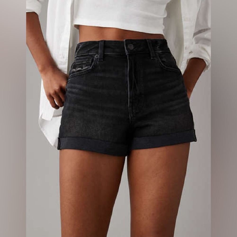 NEW American Eagle Super High-Waisted Denim Short, black, size 12